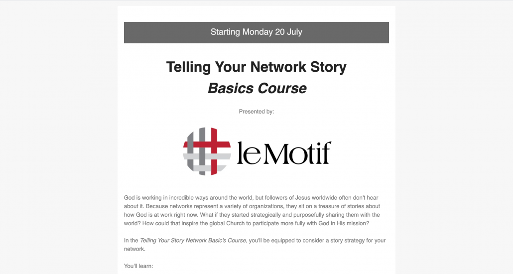 Telling Your Network Story e-course